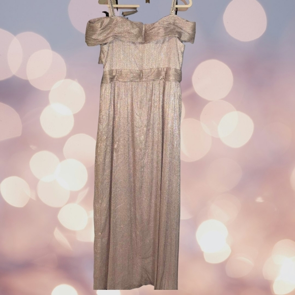 NWT Size 16 R&M Richards Blush Maxi Metallic Glittery Evening Gown - Picture 7 of 11